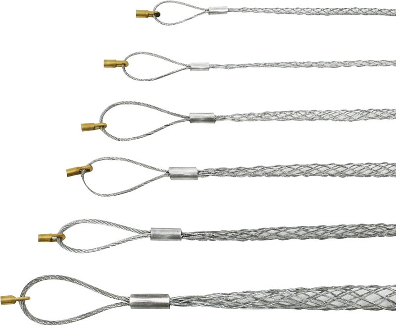 VGongTech Cable Pulling Grip Sock with 5mm Nut Flexible Eye Mesh Rope Cable Sock Kit Galvanizing Steel Antislip Pipe Cable Wire Pulling Grips Lassos 6 Set 4-25mm - Image 1